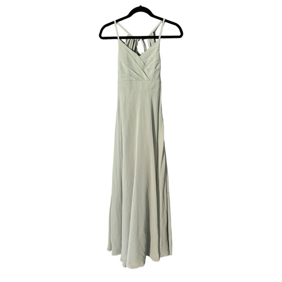 AZAZIE AVELINA Agave Flowy V-Neck Pleated Chiffon Dress Size J14 NWT - Picture 3 of 7